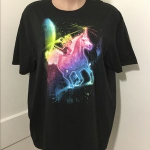 Cat and Unicorn Rainbow T shirt